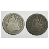 1857 & 1857-O Seated Liberty Silver Dime Pair