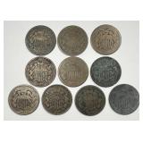 Lot of Ten Low End Two Cent Piece Type Coins