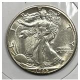 1945-D Walking Liberty Silver Half CH AU