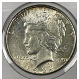 1924-S Peace Silver $1 About Uncirculated AU