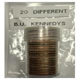 Twenty Different Dated Kennedy Clad Halves UNC