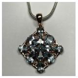 Sterling Silver Rose Gold Style Gemstone Pendant