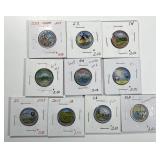Lot of 10 Colorized Painted Statehood Quarters