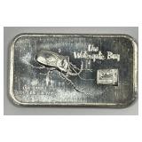 Vintage WATERGATE BUG Silver 1 oz Art Bar