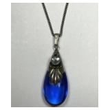 Sterling Italian Teardrop Topaz Pendant & Chain