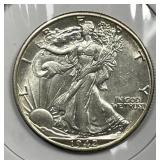 1942-D Walking Liberty Silver Half CH AU