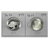 Two 1/4 oz Silver Art Rounds
