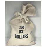 Canvas Bag of 100 Eisenhower IKE Dollars