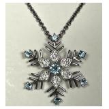 Gemstone Snowflake Sterling Silver Pendant