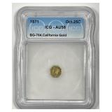 1871 25 Cent California Fractional Gold ICG AU58