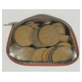 Vintage Leather Purse with 50 British Large Cents