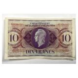 GUADELOUPE: 1944 Ten Francs Currency Note