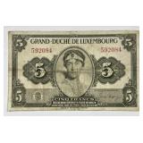 LUXEMBOURG: 1944 5 Francs Currency Note