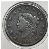 1834 Coronet Head Large Cent Very Fine VF