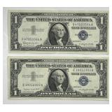 1957 A & B Blue Seal Silver Certificate Pair CH AU