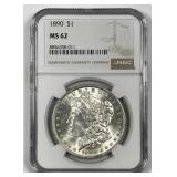 1890 Morgan Silver $1 NGC MS62