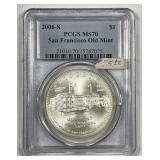 2006-S SF Old Mint Commem Silver $1 PCGS MS70