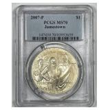 2007 Jamestown Commem Silver $1 PCGS MS70