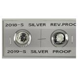 2018-S Reverse Proof & 2019-S Silver Proof Dimes