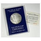 First Step On Moon Eyewitness Sterling Medal