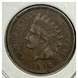 1908-S Indian Head Cent Semi Key Extra Fine XF
