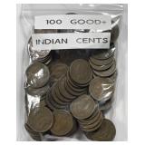 100 Good+ Indian Head Cents