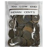 100 Low End Indian Head Cents