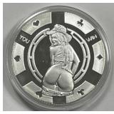 Heads You Win Nude Female 1 Ounce .999 Silver