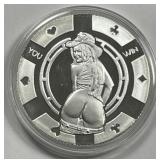 Nude Female Heads/Tails Win/Lose 1 oz .999 Silver