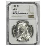 1880 Morgan Silver $1 NGC MS63