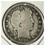 1894-S Barber Silver Quarter Good G