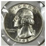 1942-S Washington Silver Quarter Uncirculated BU