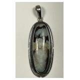 Charles Albert Fossilized Stone Sterling Pendant