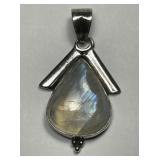 Moonstone Teardrop Gem Sterling Silver Pendant