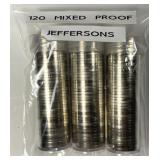 120 Mixed Date Proof Jefferson Nickels