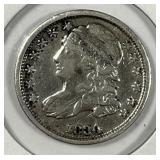 1834 Capped Bust Silver Dime Large 4 Fine F