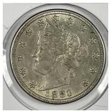 1883 Liberty Head V Nickel NO CENTS Variety AU