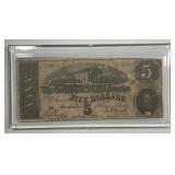 1864 $5 Confederate Note