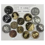 15 Large Size Exonumia Medals & Tokens
