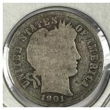 1901-S Barber Silver Dime AG/G