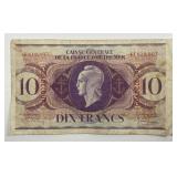 GUADELOUPE: 1944 10 Francs Note