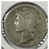 1921 Mercury Silver Dime Key Date About Good AG