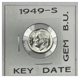 1949-S Roosevelt Silver Dime Key Date Gem BU