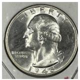 1945-S Washington Silver Quarter CH BU