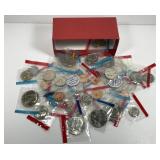 Box of 50 Mint Set Coins in Pliofilm w/Silver Half