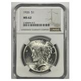 1926 Peace Silver $1 NGC MS62