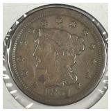 1851 Braided Hair Large Cent Fine F