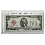 1928-F $2 Red Seal US Note Legal Tender AU