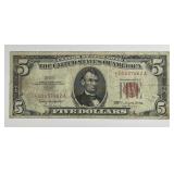 1963 $5 Red Seal US Note * STAR * Replacement