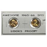 1965 & 1966 SMS Lincoln Cent Special Mint PL